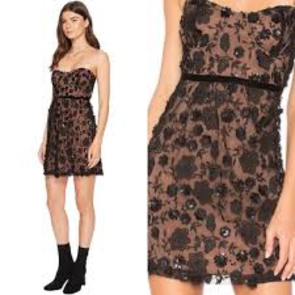 For Love and Lemons Beatrice Strap Dress in black